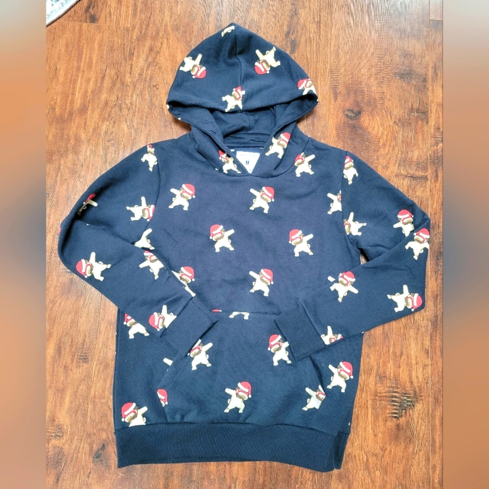 Cactus Boys Size 11-12 Runs Small 8-9 Hoodie with Dabbing Santa Dog